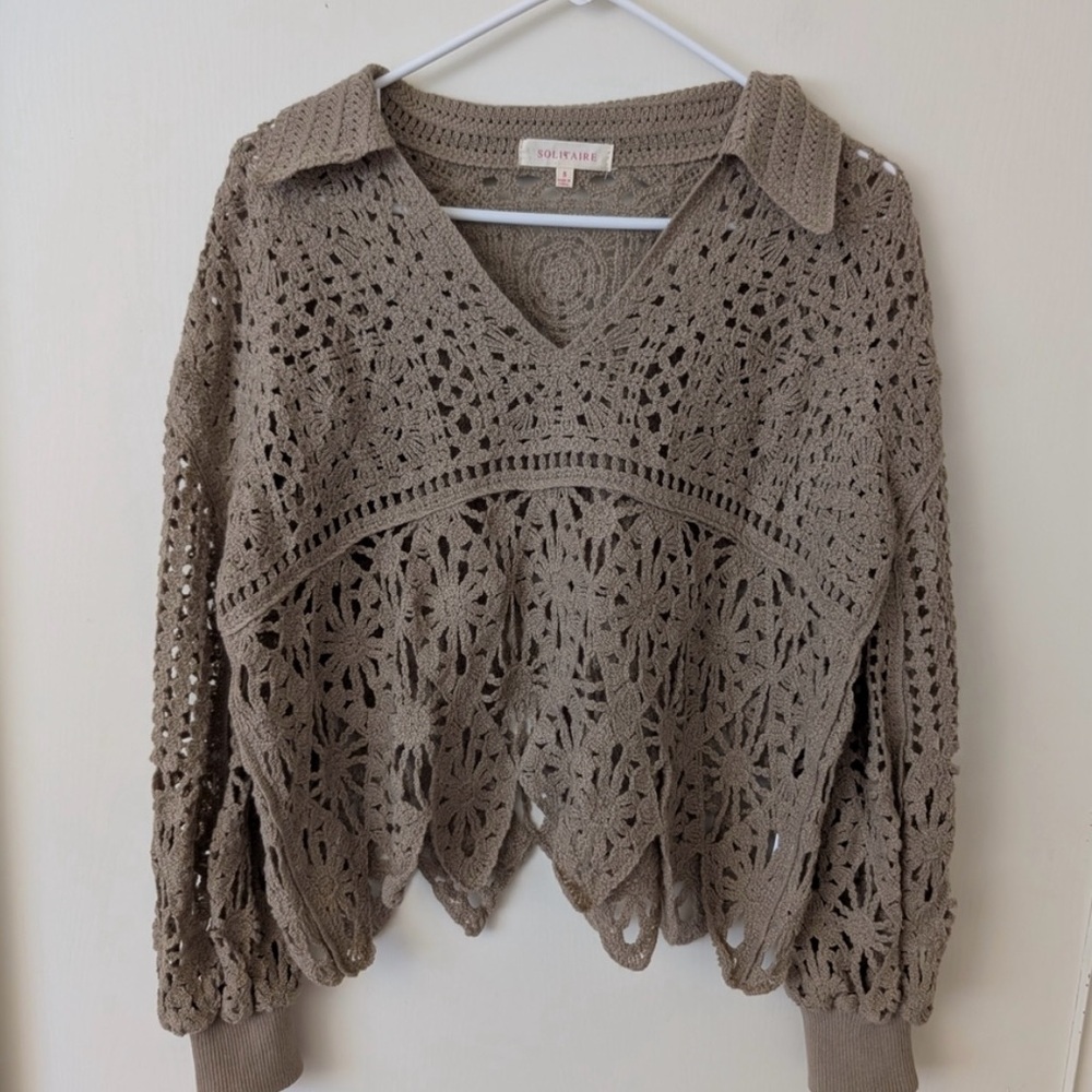 Solitaire Taupe Crochet Top